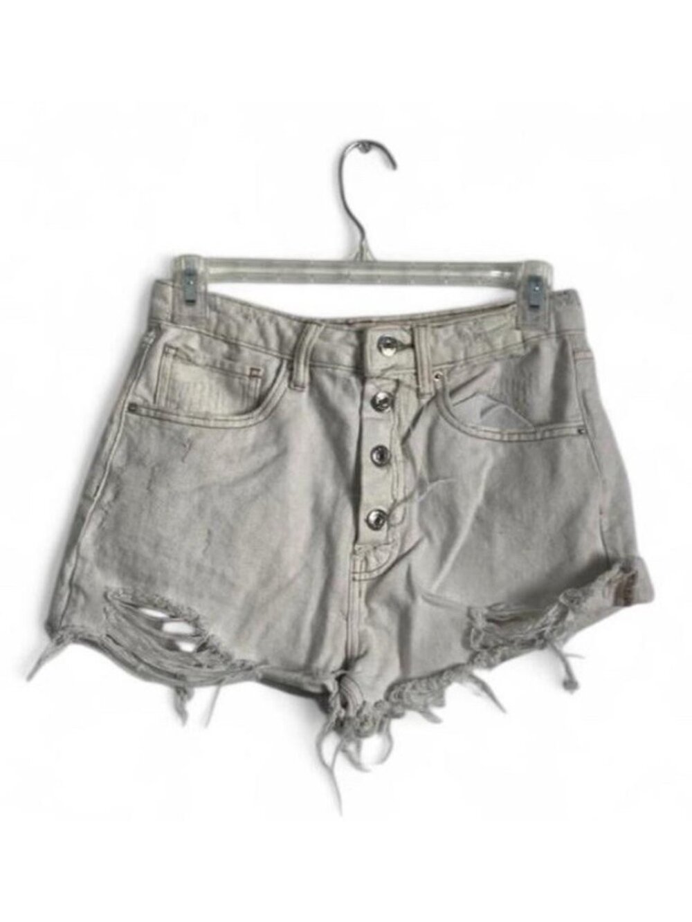 Wild Fable High Rise Cream Denim Cutoff Shorts Size 2 Y2K Frayed Hem